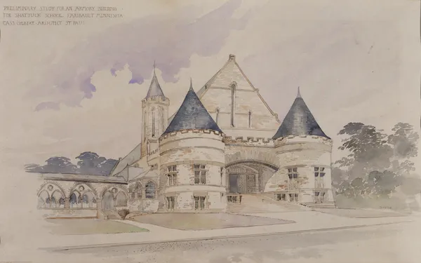 Preliminary study for an Armory Building for Shattuck School, Faribault, Minnesota av Cass Gilbert