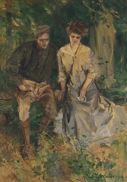 Man and Woman in a Garden av Howard Chandler Christy