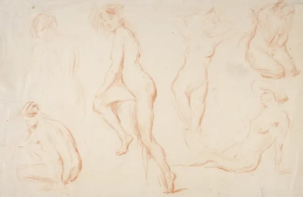 Six Studies of a Female Nude (19th century) av Charles Chaplin
