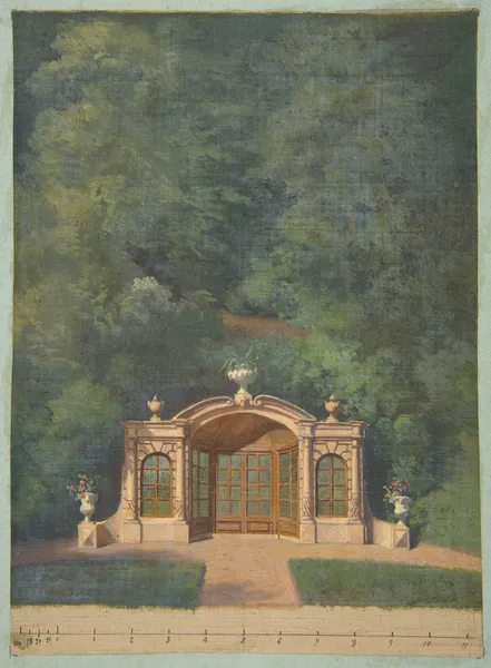 A garden pavilion in a forested landscape av Jules-Edmond-Charles Lachaise