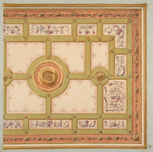 Alternative designs for the painted decoration of a ceiling (19th Century) av Jules-Edmond-Charles Lachaise