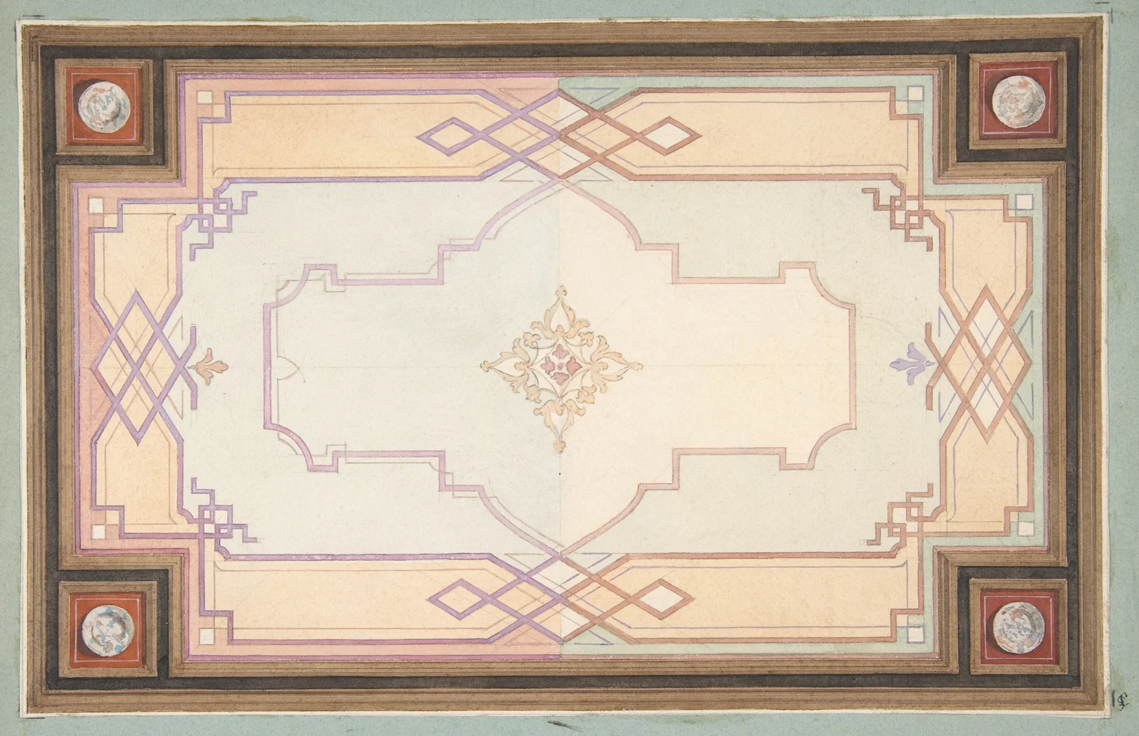 Design for a ceiling (19th Century) av Jules-Edmond-Charles Lachaise