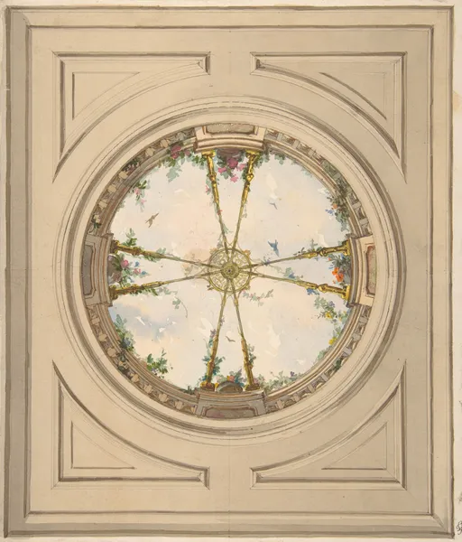 Design for a ceiling painted with clouds and trellis work (19th Century) av Jules-Edmond-Charles Lachaise