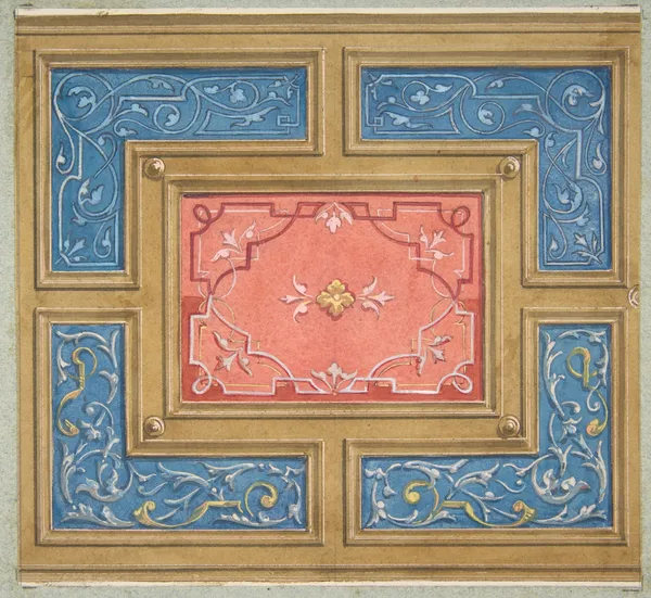 Design for a coffered ceiling with painted panels av Jules-Edmond-Charles Lachaise