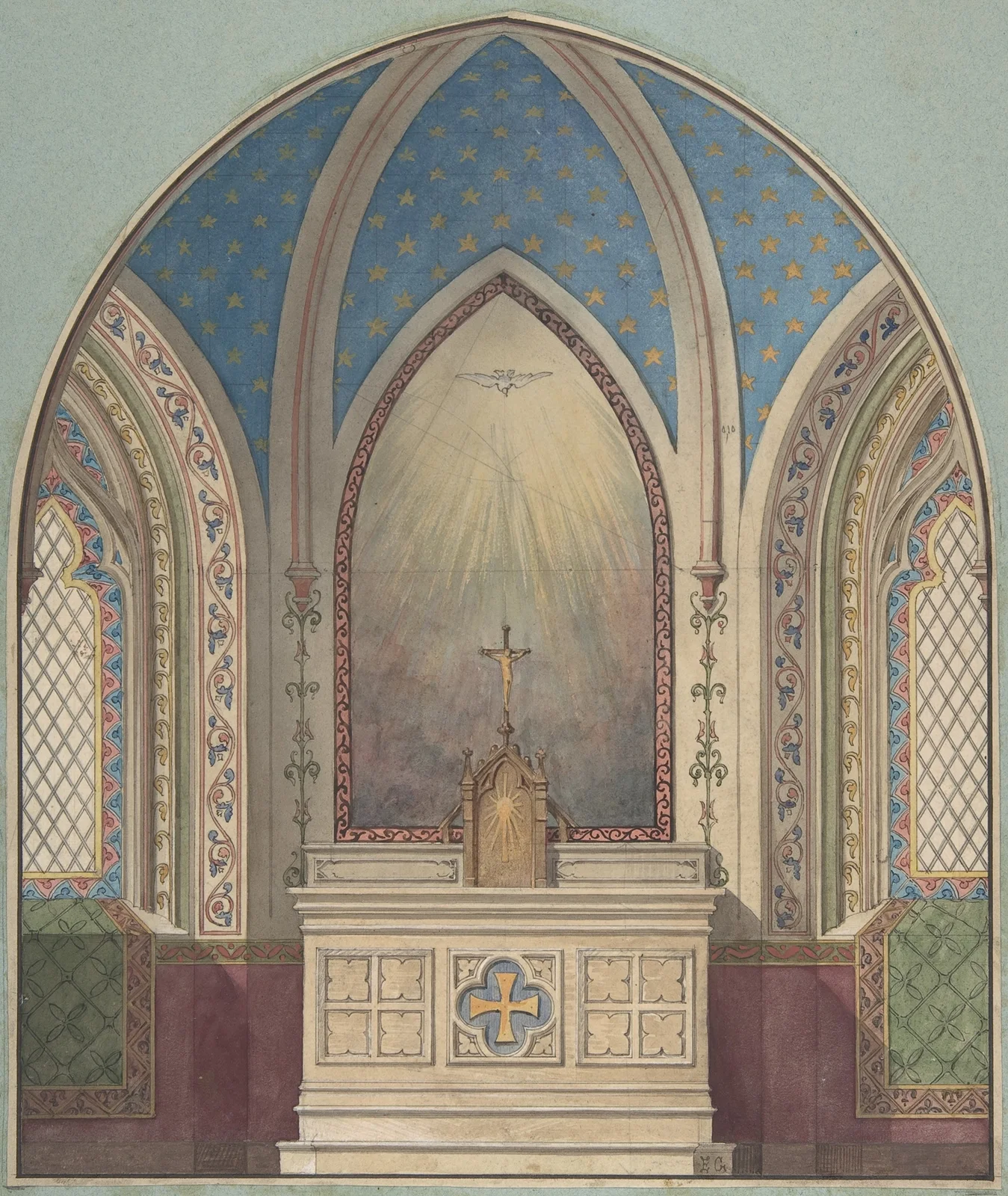 Design for Altar, Saint Clotilde (19th Century) av Jules-Edmond-Charles Lachaise