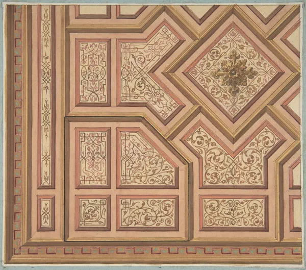 Design for Ceiling, Château de Cangé (19th Century) av Jules-Edmond-Charles Lachaise