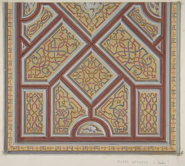 Design for Ceiling Decoration in the Hôtel de Pless, Berlin (19th Century) av Jules-Edmond-Charles Lachaise
