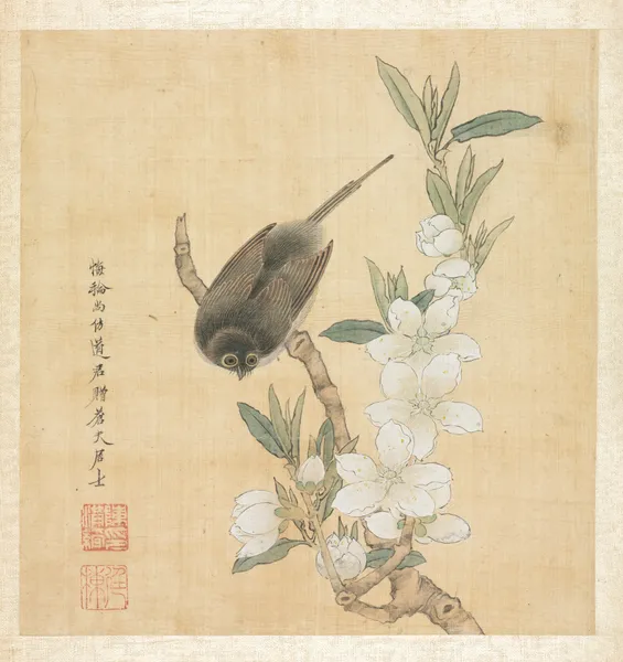 A Bird and Peach-Blossom Branch av Chen Hongshou