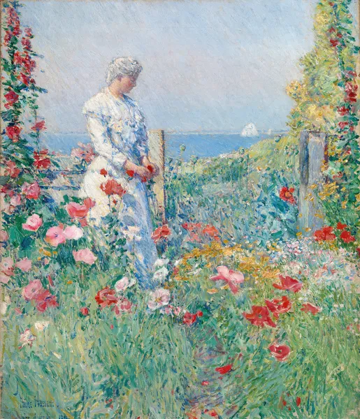In the Garden (Celia Thaxter in Her Garden) av Childe Hassam