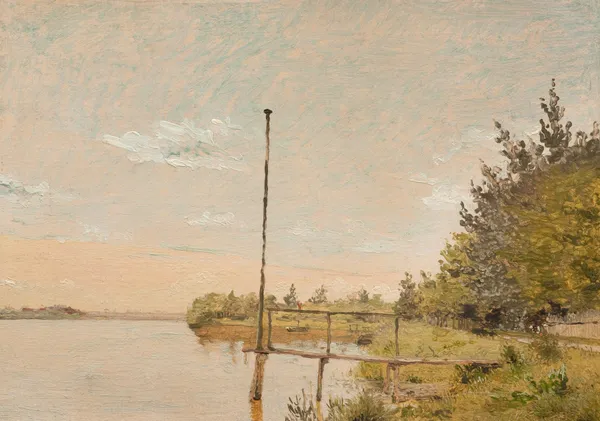 View from Dosseringen near the Sortedam Lake Looking Towards Nørrebro. Study av Christen Købke