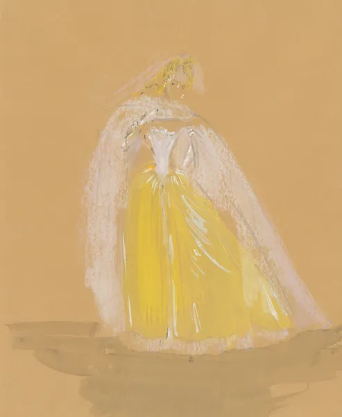 Amphitryon – maquette de costume – robe jaune, cape blanche av Christian Bérard