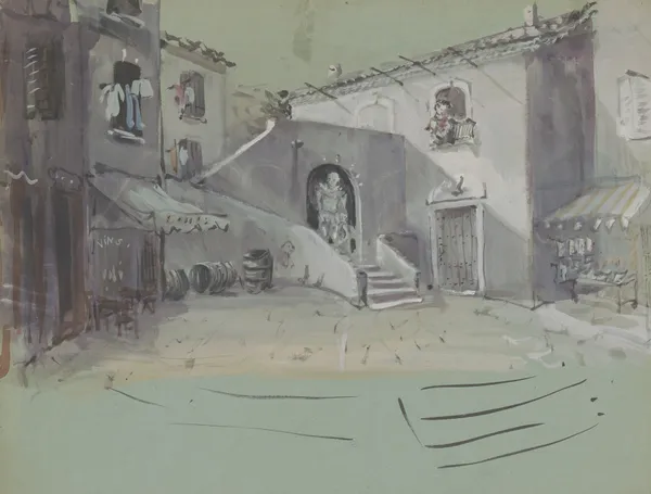 Cour de maison – maquette de décor av Christian Bérard