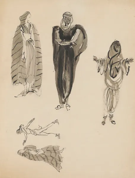 Sodome et Gomorrhe – maquette de costume – planche de six costumes av Christian Bérard