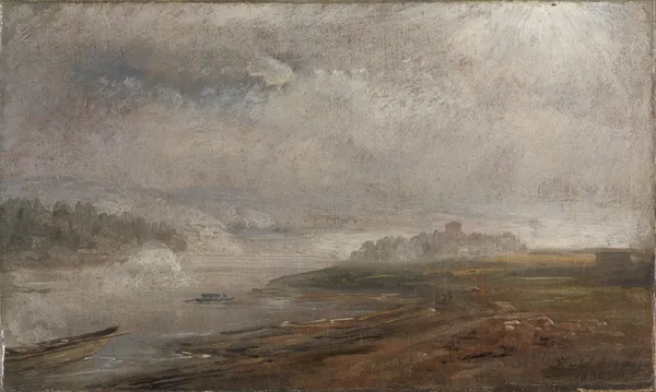 The Elbe on a foggy Morning av Johan Christian Dahl
