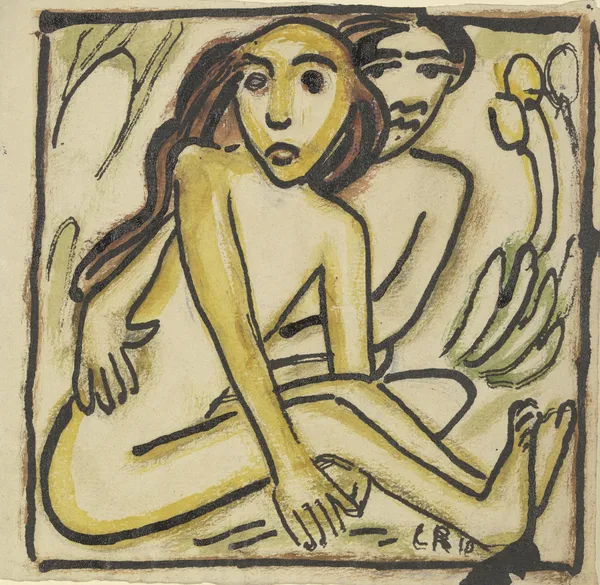 Sitting Couple (Nudes) av Christian Rohlfs