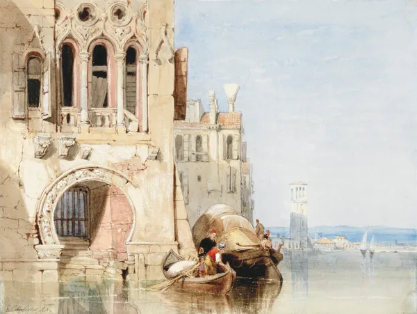 A capriccio scene, Venice av Clarkson Stanfield