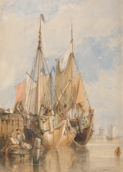 Dutch Fishing Vessels by a Quay av Clarkson Stanfield
