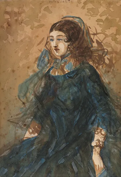 Woman in a Blue Dress av Constantin Guys