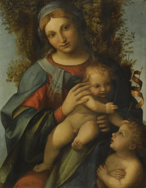 Madonna and Child with the Infant Saint John the Baptist av Correggio