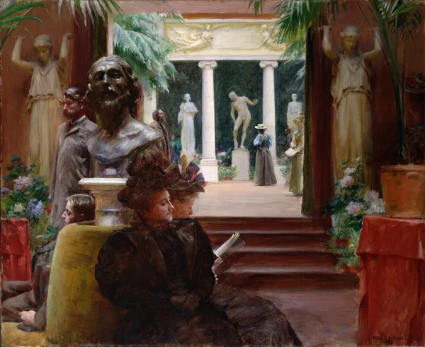 At the Sculpture Exhibition av Charles Courtney Curran