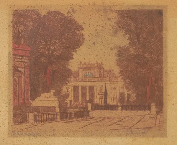 The Palace on the Isle in Łazienki Park seen from the side of the Amphitheatre. av Feliks Jabłczyński