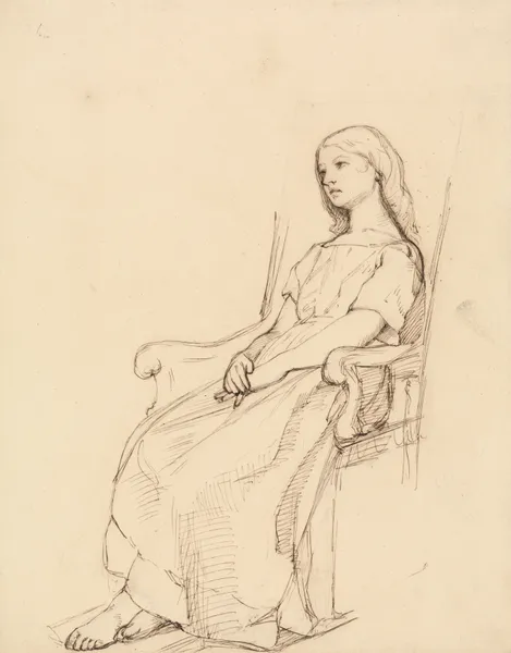 Study of a Young Girl, Seated av Daniel Maclise