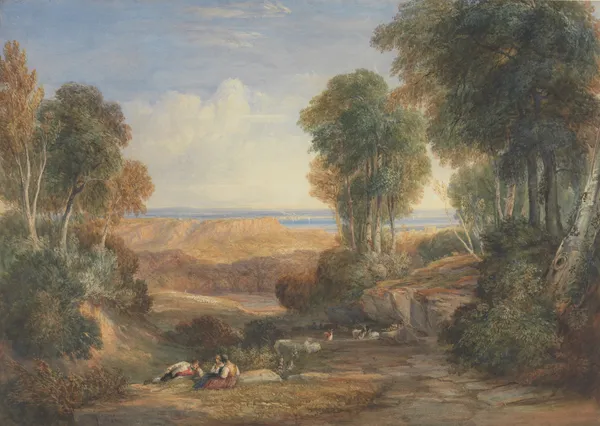 The Junction of the Severn and the Wye with Chepstow in the Distance av David Cox