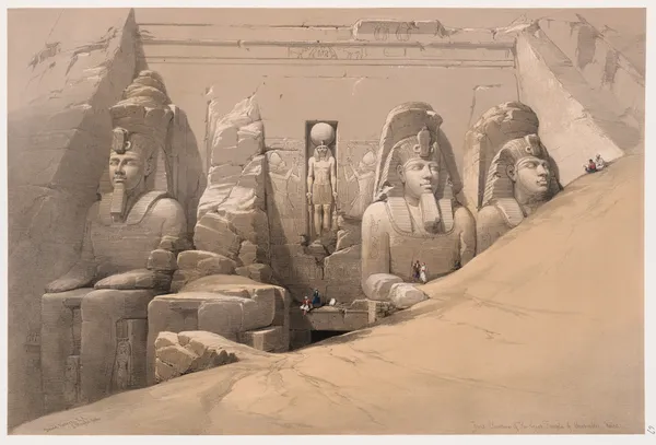 Front elevation of the Great Temple of Aboosimble [sic]. Nubia.(Frontispiece, vol. 2) av David Roberts