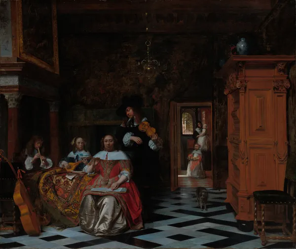 Portrait of a Family Playing Music av Pieter De Hooch