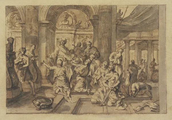 Scene in a temple av Gerard de Lairesse