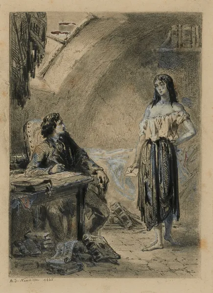 Eponine chez Marius Une rose dans la misère av Alphonse Marie de Neuville