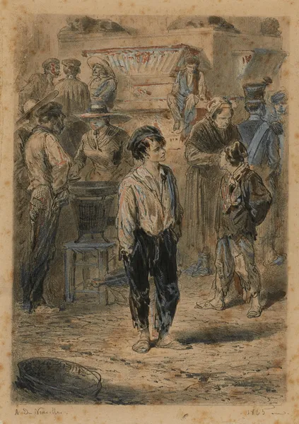 Gavroche (au marché des innocents) Le petit gavroche av Alphonse Marie de Neuville