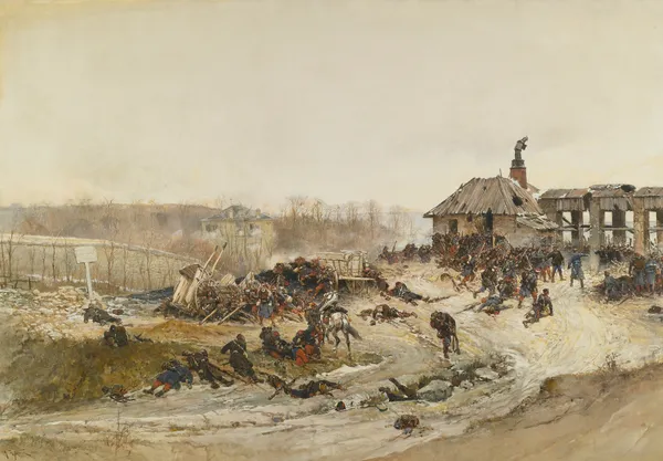 Le Four A Chaux; A Study For The Panorama Of The Battle Of Champigny av Alphonse Marie de Neuville