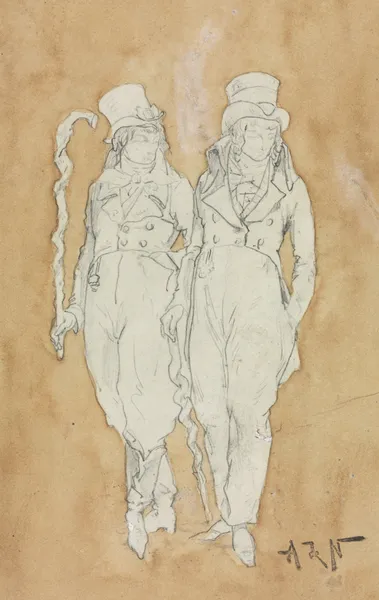 Two Young Men of Fashion (Standing) (second half 19th century) av Alphonse Marie de Neuville