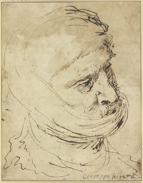 Head of a Man with cloth Headdress av Jusepe de Ribera