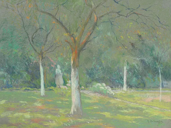 Garden with Trees (20th century) av Rodolphe De Saegher