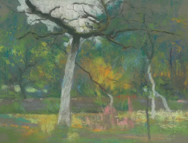 Garden with Trees. (20th century) av Rodolphe De Saegher