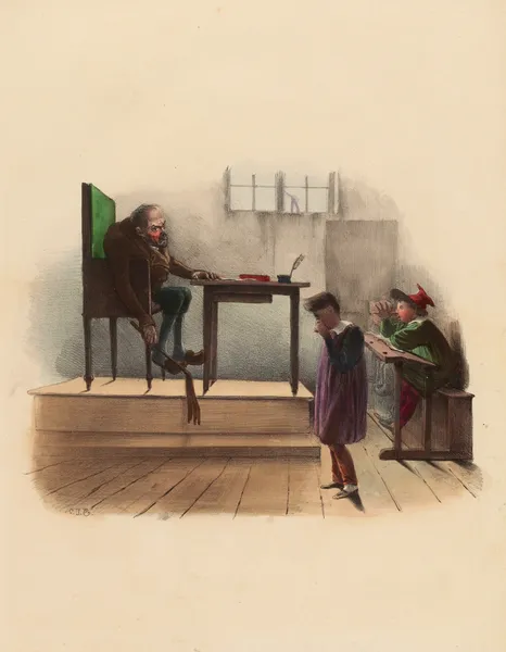 Ecole de Mr. Mayeux. C’est pas moi Monsieur. C’est machin qui m’appelle toujours heuriquicuistre av Charles-Joseph Traviès de Villers