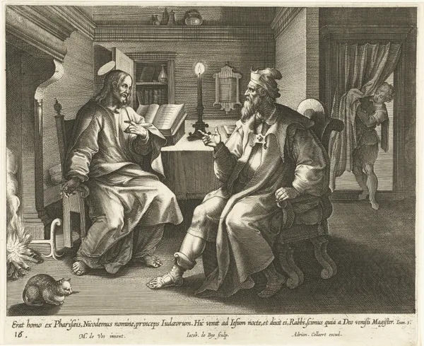 Conversation with Nicodemus av Maerten De Vos