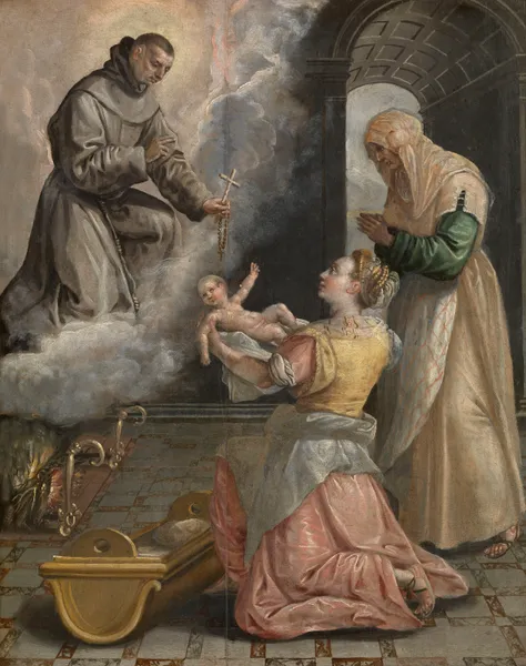 Saint Didacus Brings the Stillborn Girl to Life av Maerten De Vos