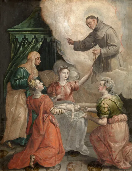 Saint Didacus Helps with a Difficult Birth av Maerten De Vos