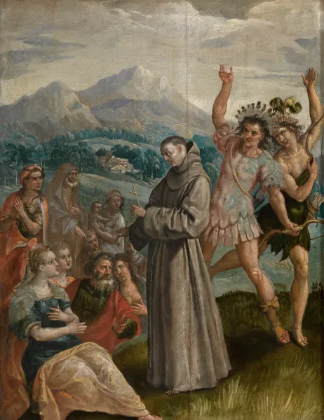 Saint Didacus Preaches in the Canary Islands av Maerten De Vos