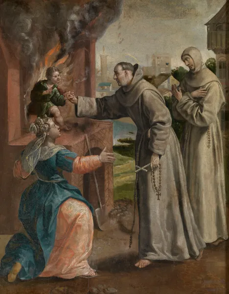 Saint Didacus Saves a Boy From the Oven av Maerten De Vos