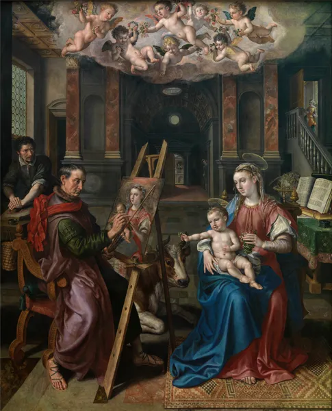 Saint Luke Painting the Virgin av Maerten De Vos