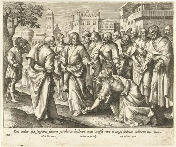 The Healing of the Woman Suffering from Haemorrhages av Maerten De Vos