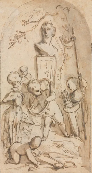 Bust of Diana with Putti and Hunting Attributes (first half 18th century) av Jacob de Wit