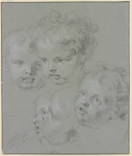 Five child’s heads av Jacob de Wit
