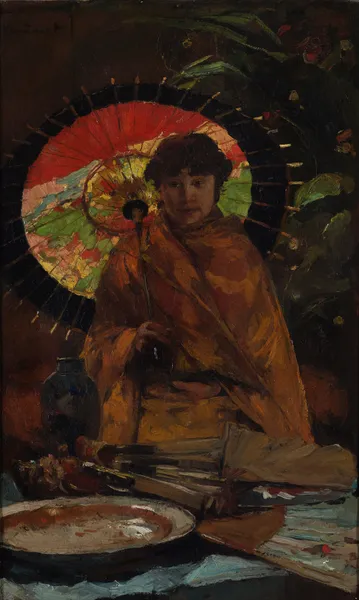 Girl with Japanese parasol av Willem de Zwart