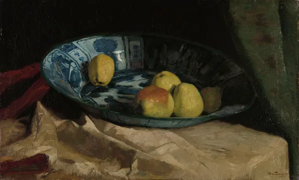 Still Life with Apples in a Delft Blue Bowl av Willem de Zwart