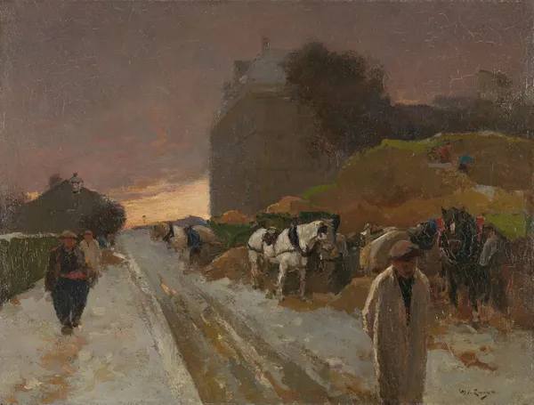 Street in Montmartre, Paris, in the Winter av Willem de Zwart
